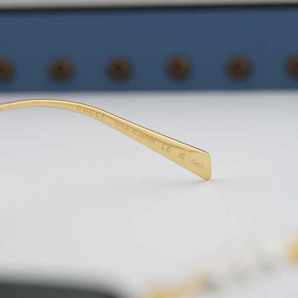 Gucci GG1920S 001 Cat Eye Sunglasses - Shiny Gold with White Pearl/Grey main image 5